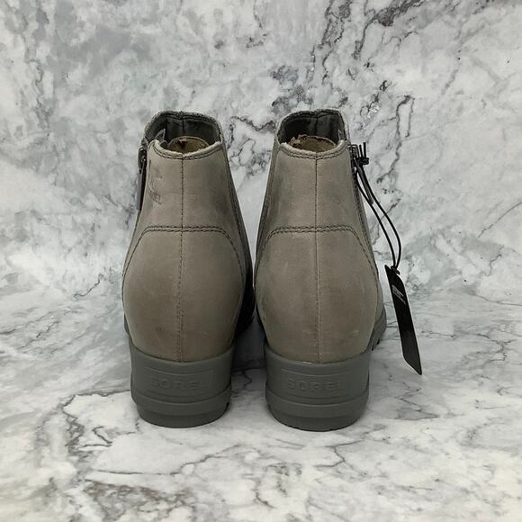 Sorel Size 8.5 Quarry/Sea Salt Evie Zip Leather Wedge Bootie Waterproof P24-13 - Picture 5 of 10